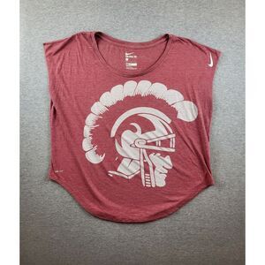Nike USC Trojans Womens‎ Big Logo Tee Shirt Size XL Pink Stretch Relax Fit
